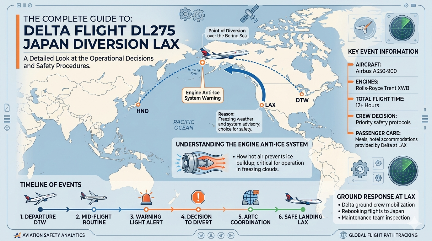 delta flight dl275 japan diversion lax