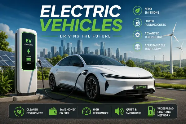 Electric vehicles charging at a modern EV charging station