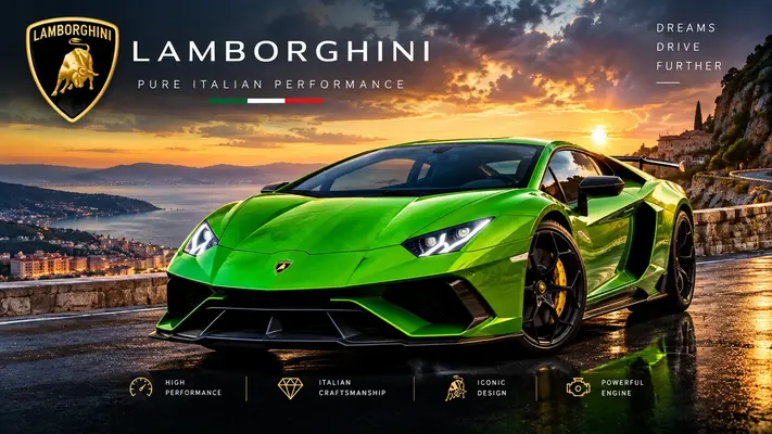 Lamborghini sports car on a scenic coastal road