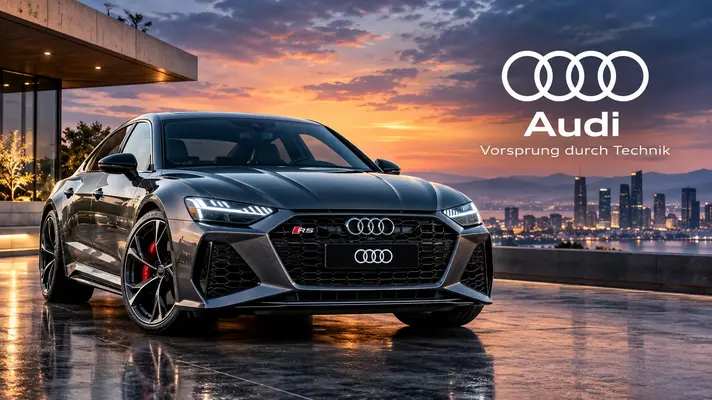 Audi luxury sports car at sunset